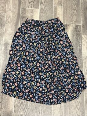 Vintage FairSet Women's Navy Boho Floral Midi Skirt